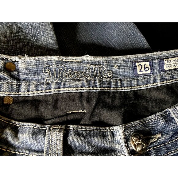 Miss Me Jeans Womens 26 Denim Pants Bedazzled Bling Pockets Distressed JE5639E2L - Picture 8 of 13